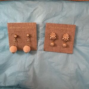 2 Miriam Haskell Drop Dangle Earrings-Seed Bead And Miriam Bows New​​​​
